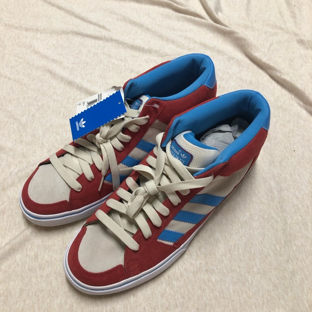 NWT Adidas Suede Leather Super Skate Sneakers 2009 Red White Blue Size 13